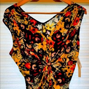 Lily brand floral ruched sleeveless top